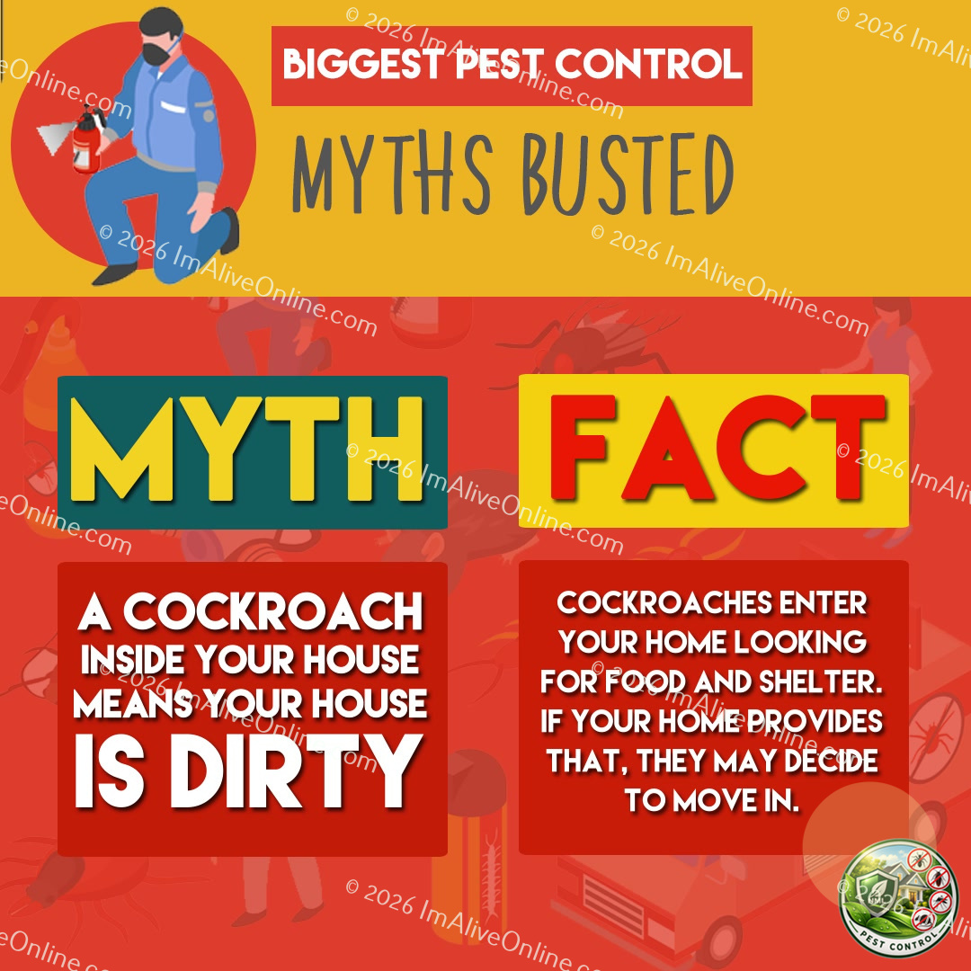 Pest control myth versus fact social media graphic about cockroaches in the home