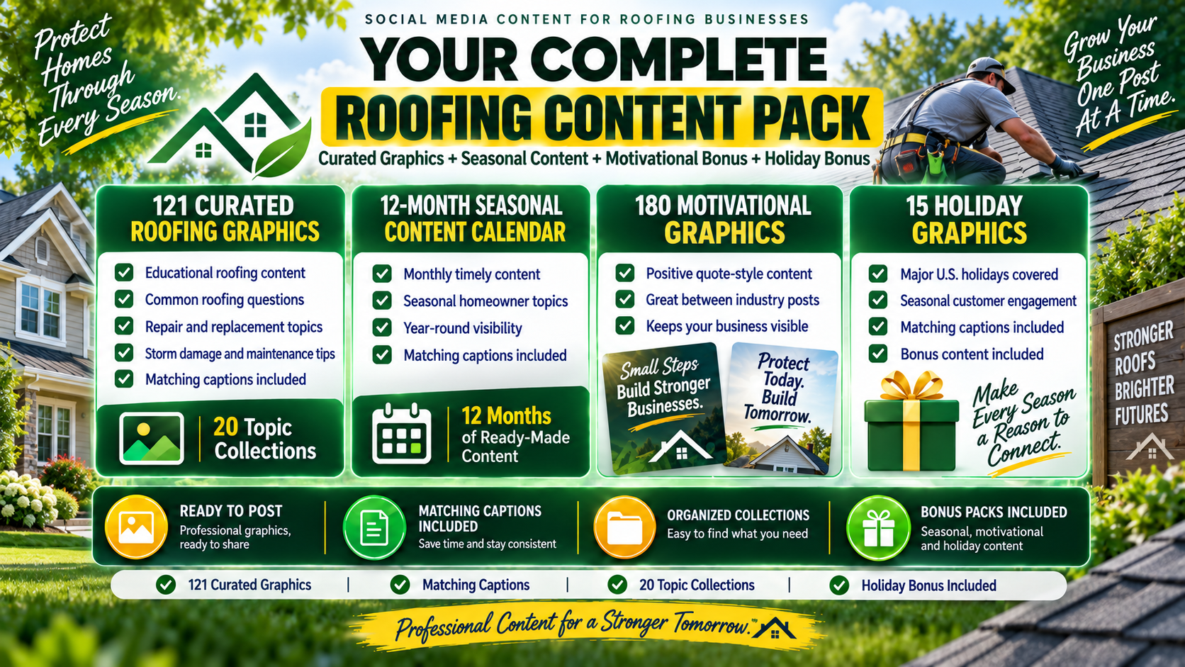 Roofing social media content pack
