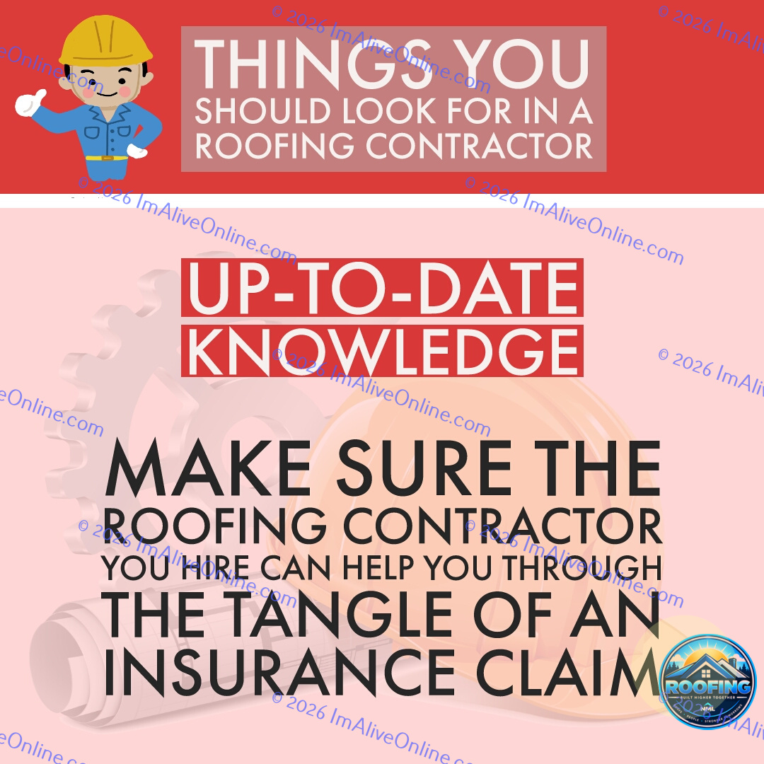 Roofing social media graphic advising homeowners to choose a contractor familiar with insurance claims
